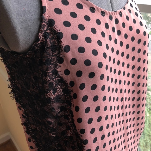 Loft rose flowy tank black lace, polka dot - Picture 3 of 6